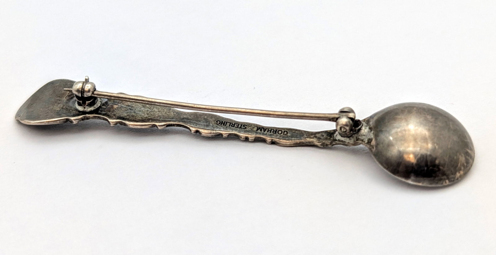 Lot of 2 Vintage Gorham Sterling Silver Pieces- Heart Pendant, Spoon Pin- 9.06g Total Weight - 3