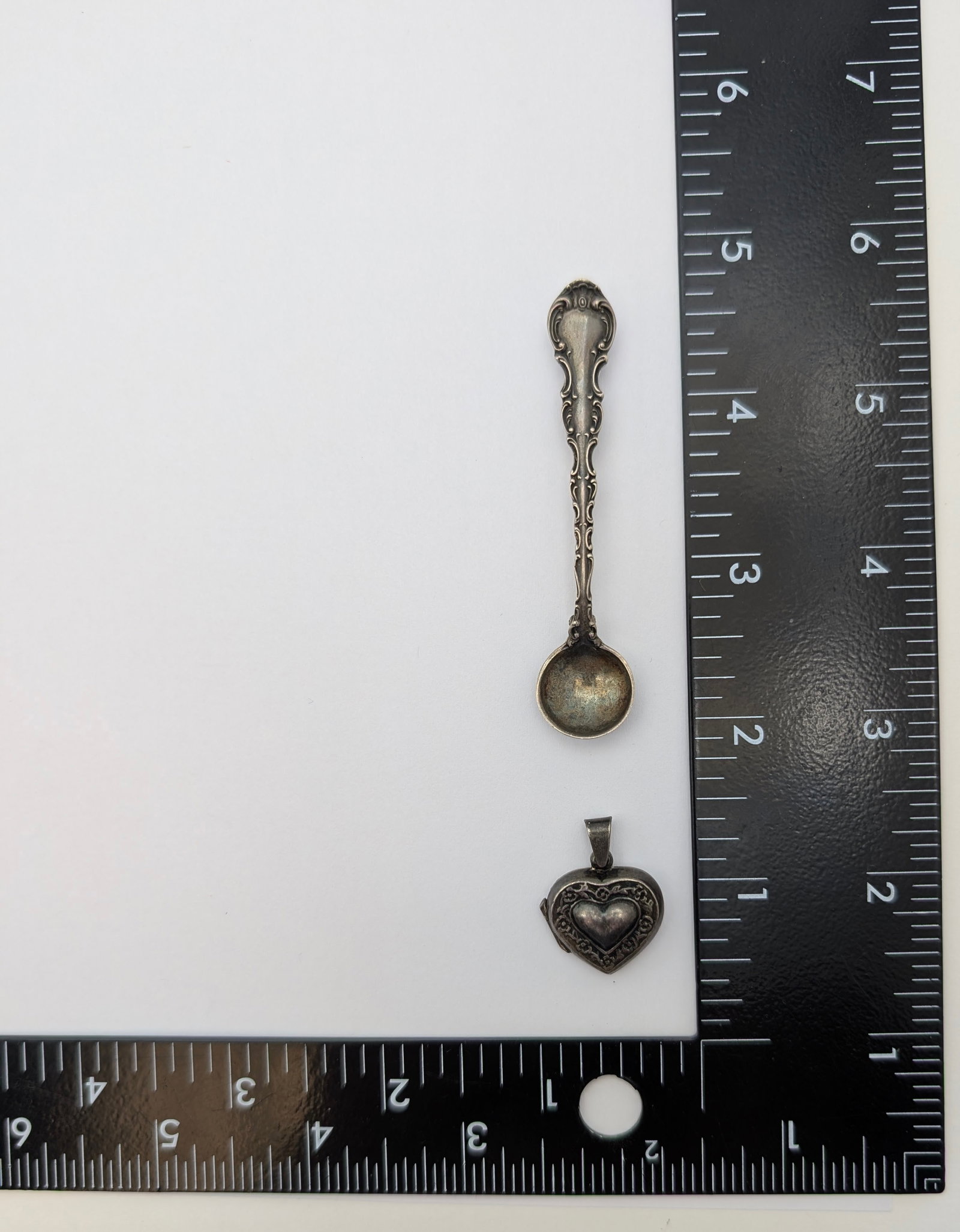 Lot of 2 Vintage Gorham Sterling Silver Pieces- Heart Pendant, Spoon Pin- 9.06g Total Weight - 8