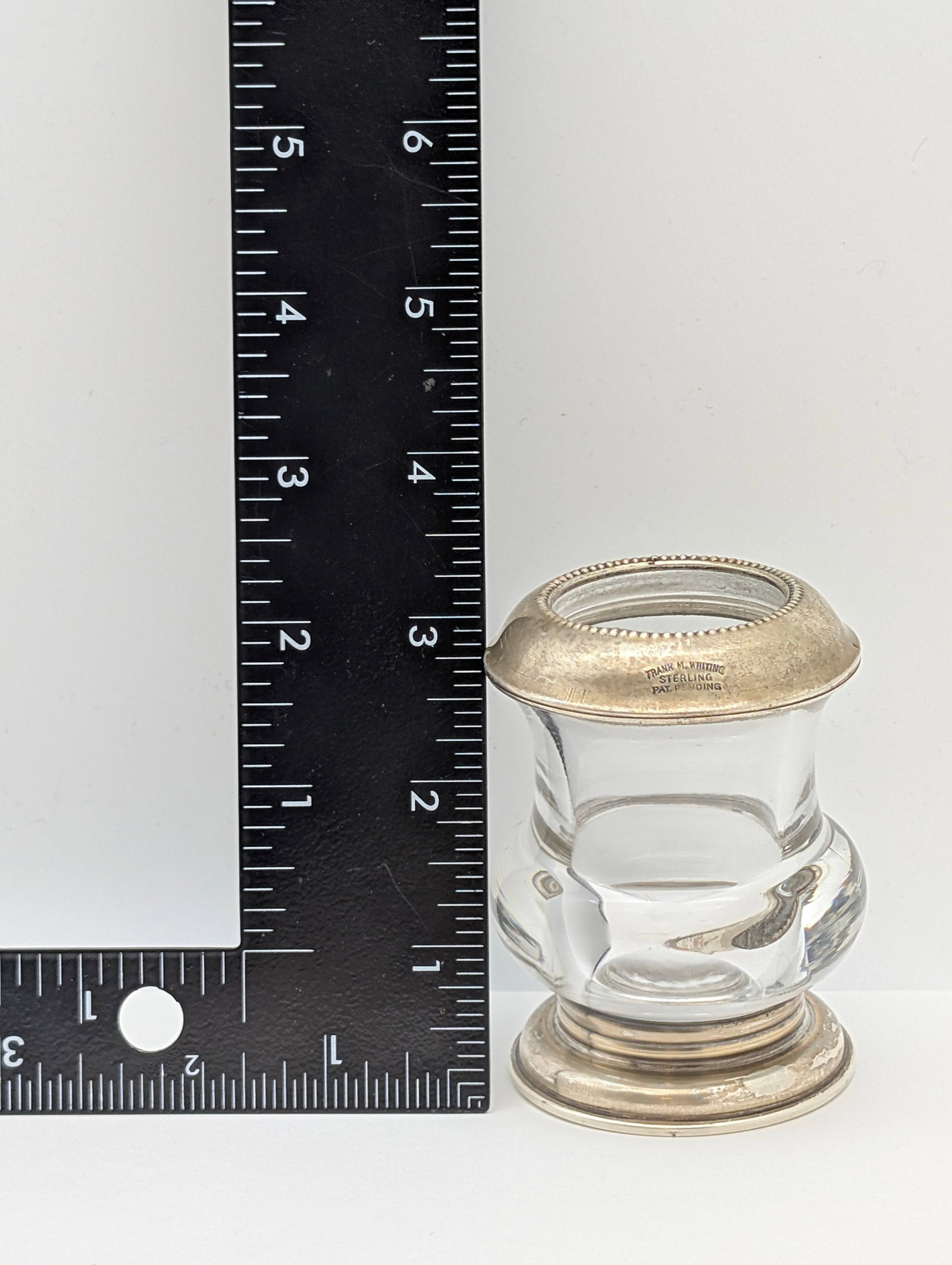 Antique Frank M. Whiting Sterling Silver & Glass Toothpick Holder - 6