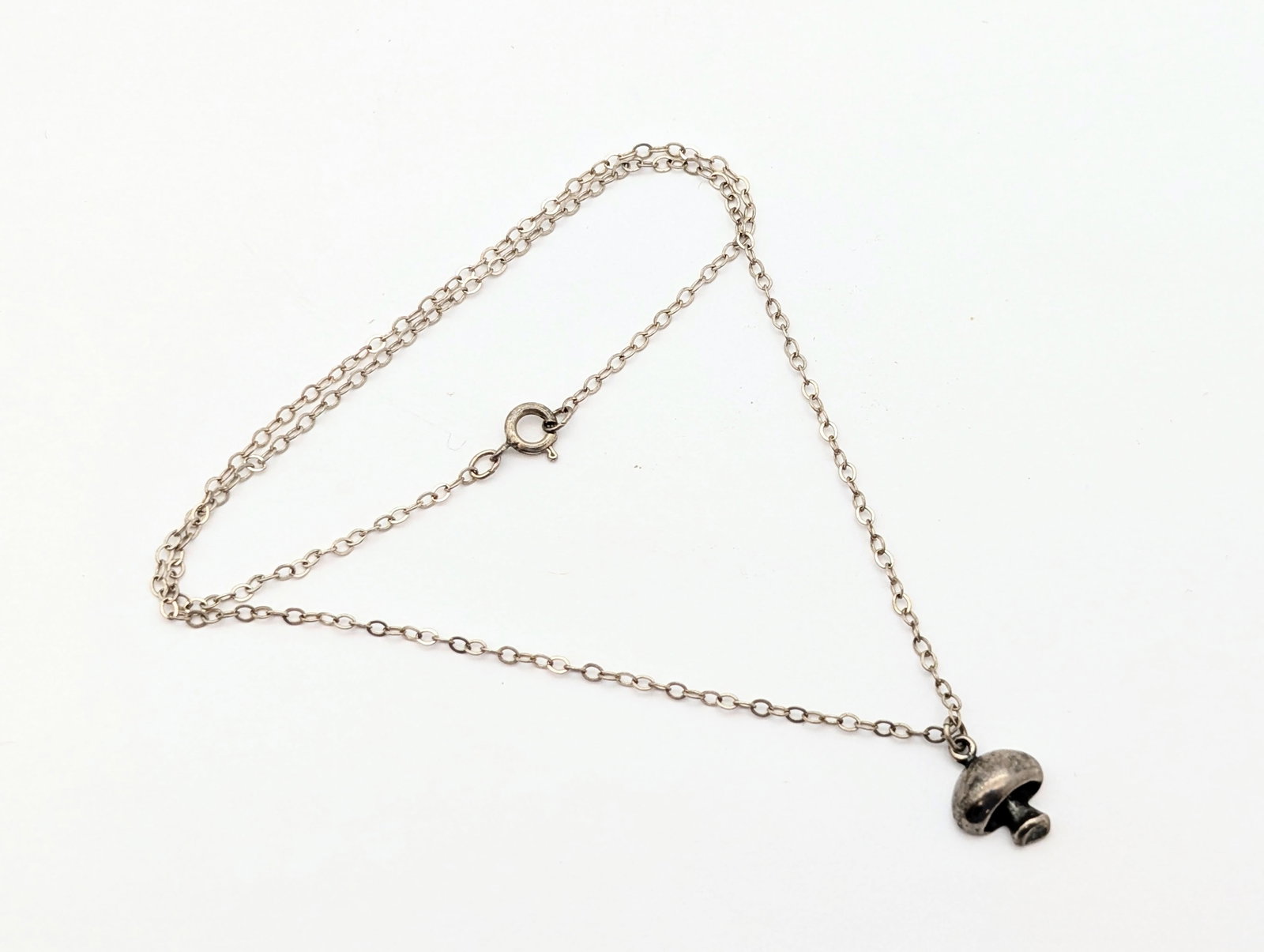 Vintage Sterling Silver Necklace w/ Mushroom Pendant - 2