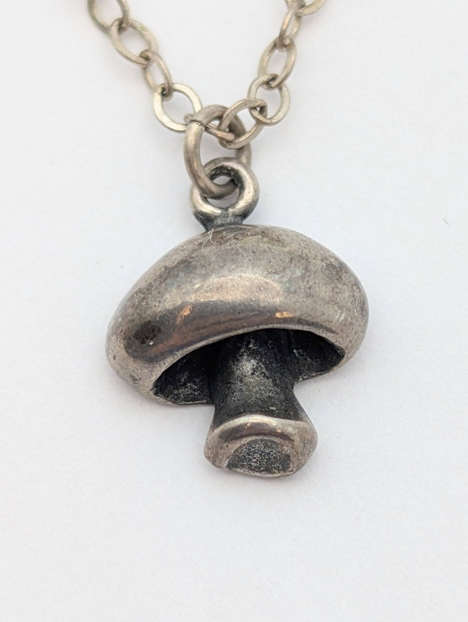 Vintage Sterling Silver Necklace w/ Mushroom Pendant - 3