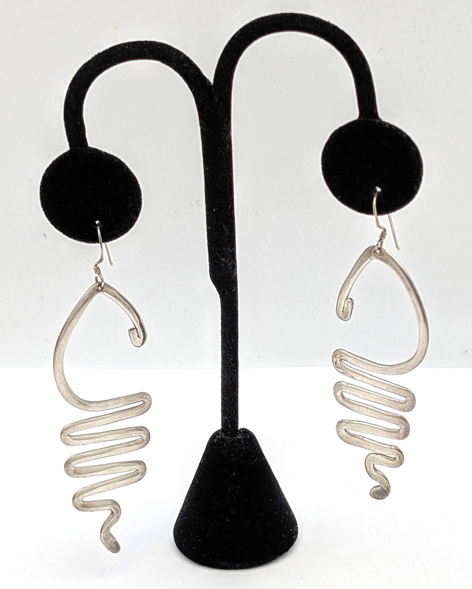 Vintage Sterling Silver Abstract Loop Earrings: _