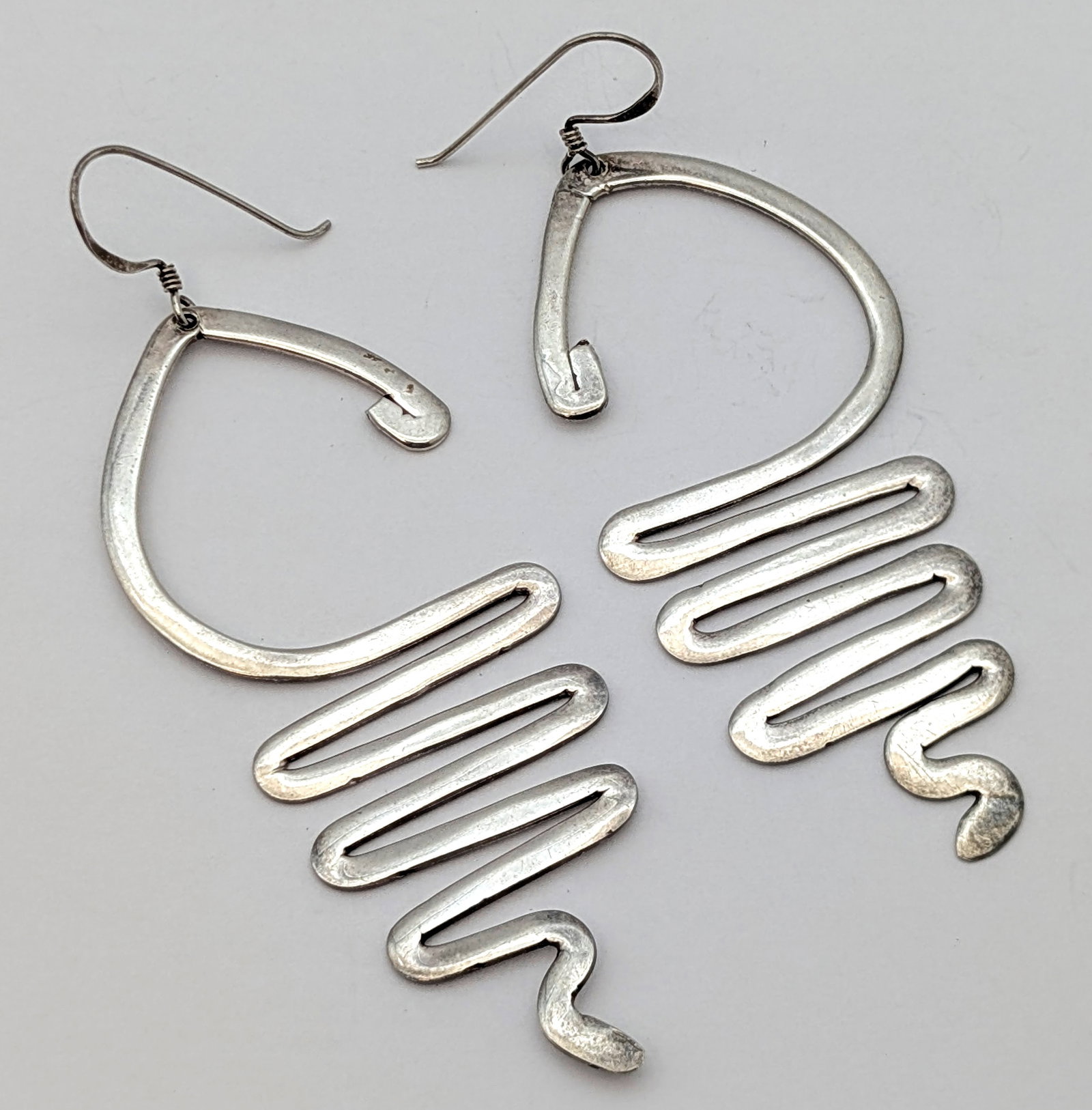 Vintage Sterling Silver Abstract Loop Earrings - 2