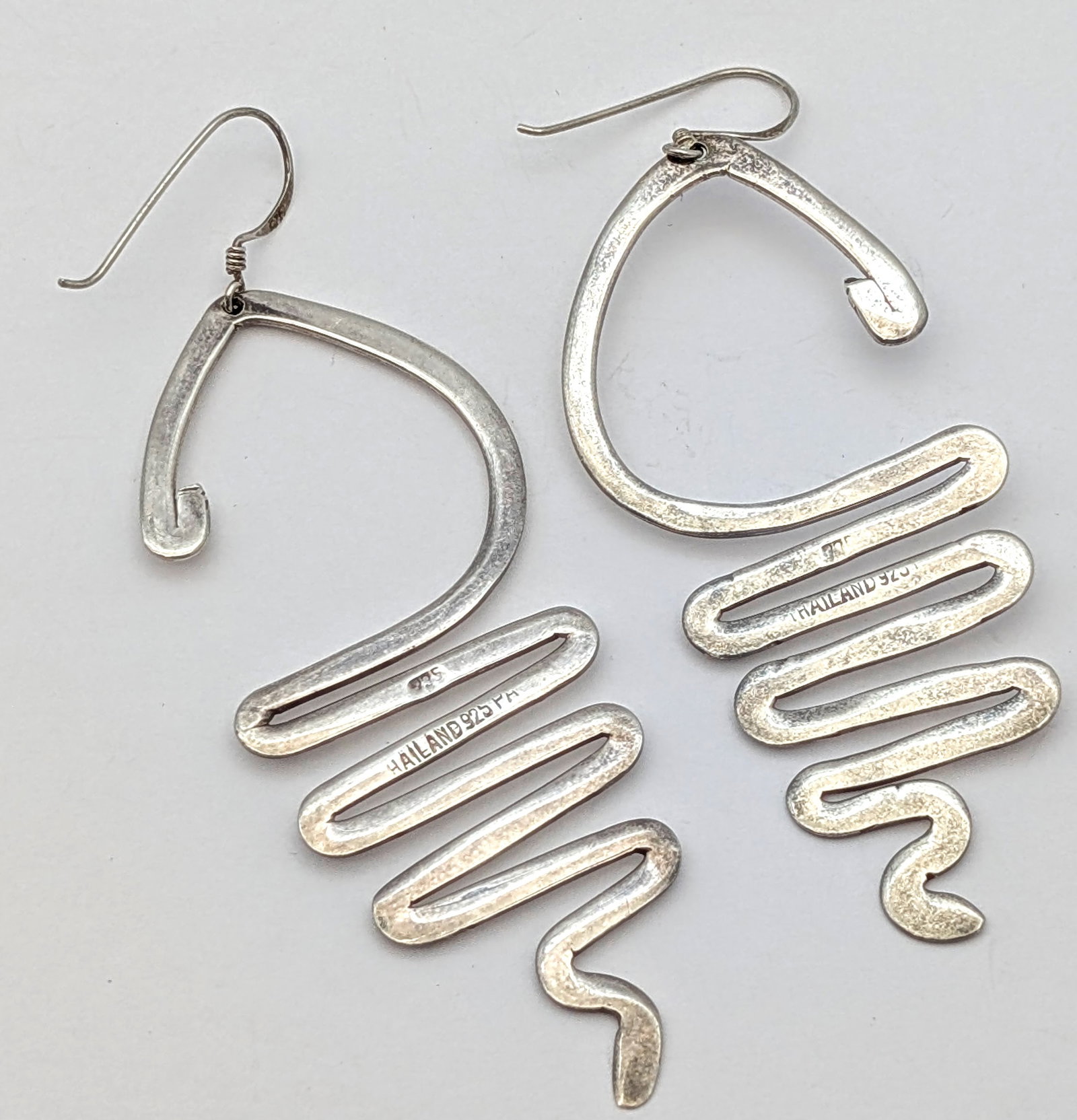 Vintage Sterling Silver Abstract Loop Earrings - 3