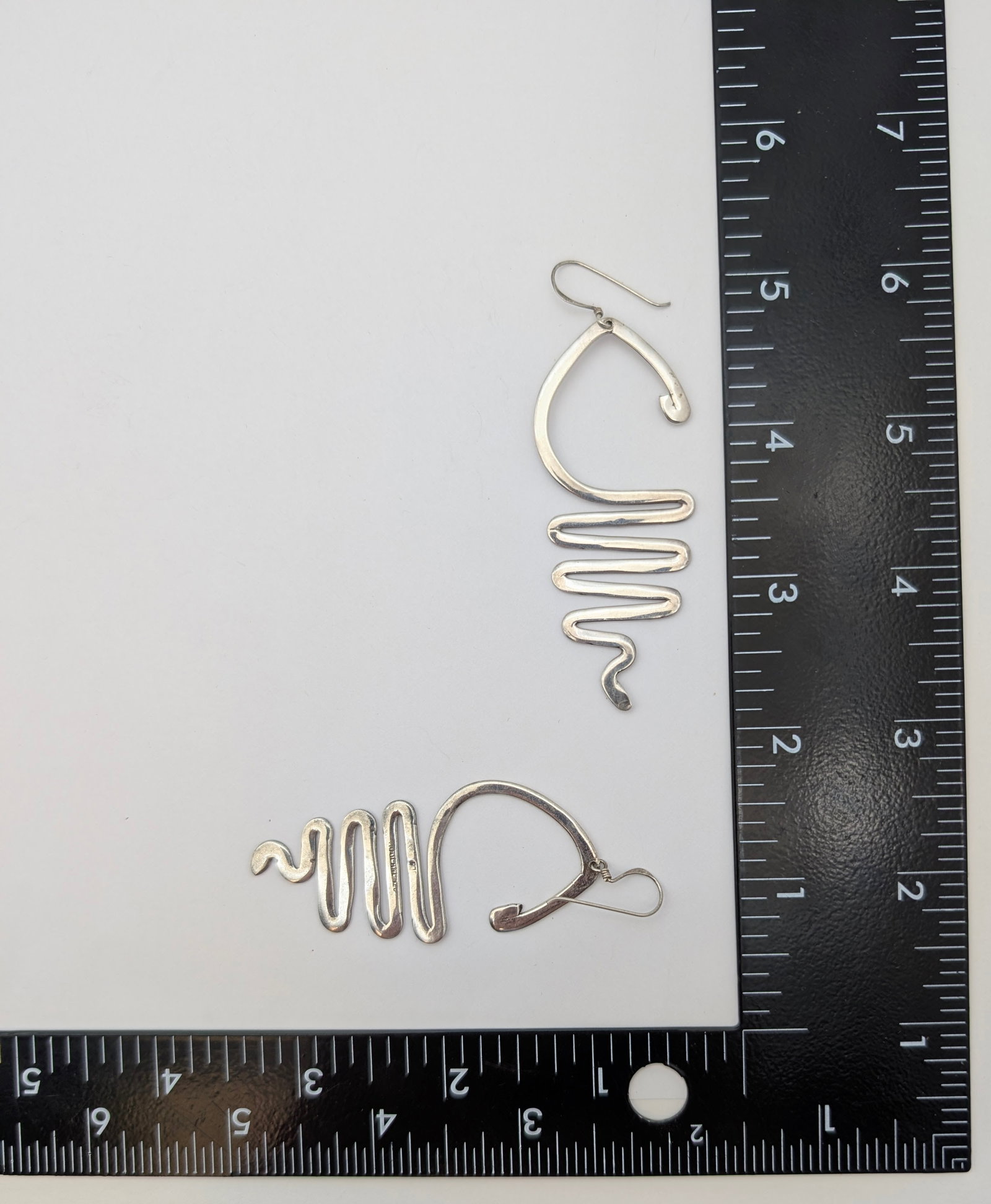 Vintage Sterling Silver Abstract Loop Earrings - 6