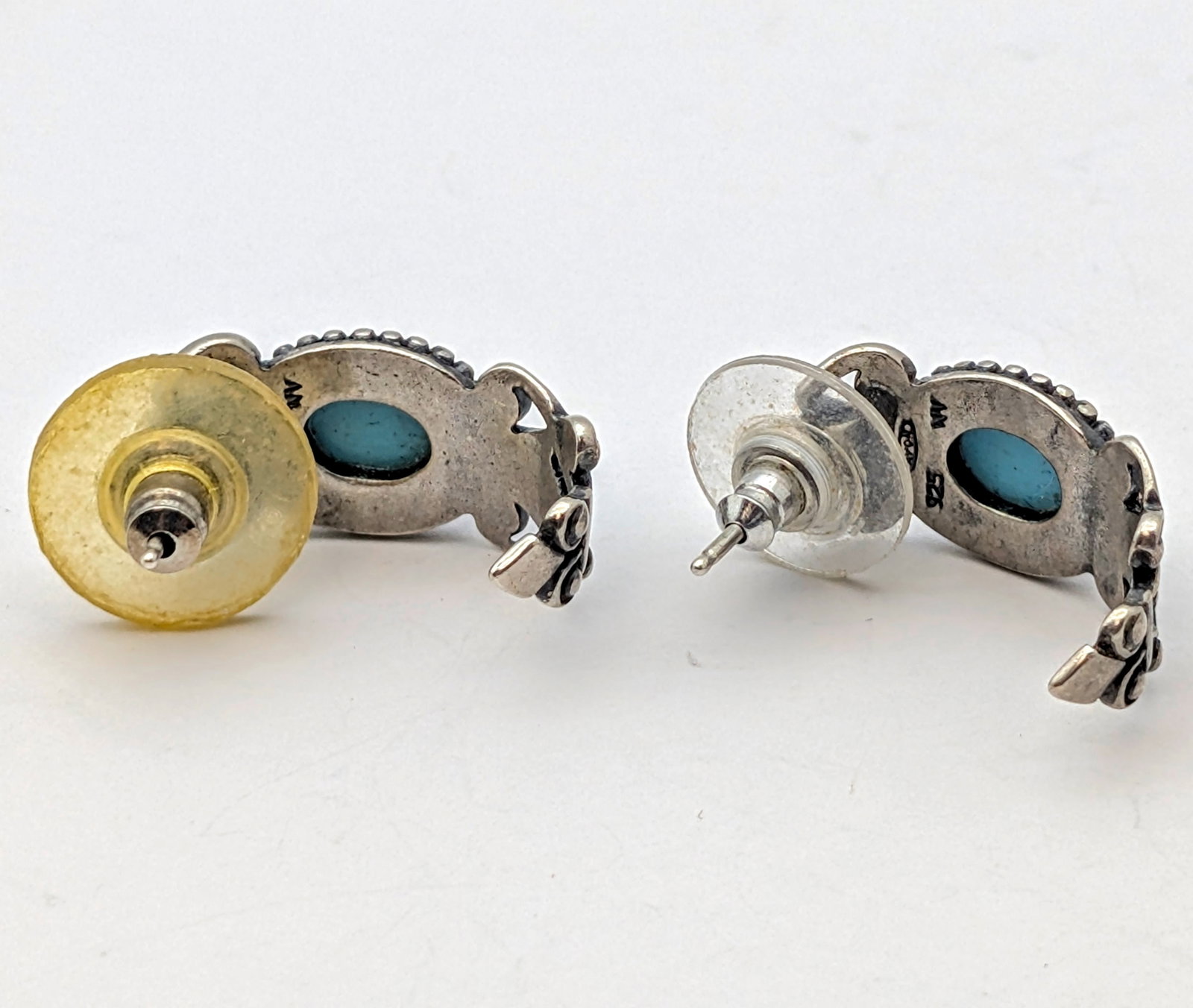 Lot of 2 Sterling Silver Earrings- Turqoise Stone, Turtle - 6