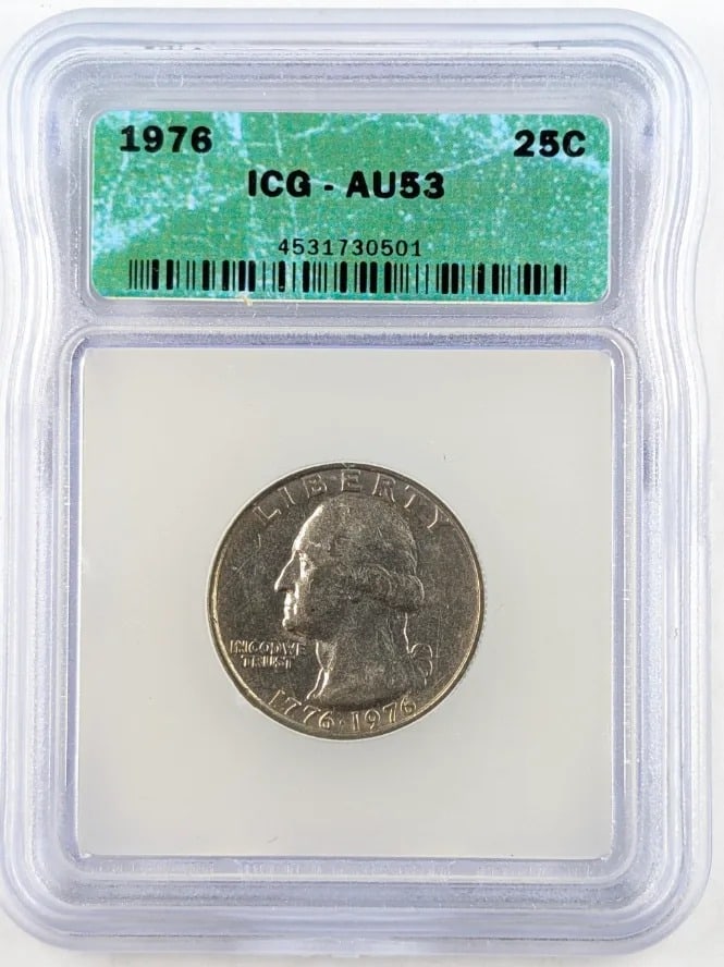 ICG 1976 AU 53 Washington Bicentennial Quarter: Coin