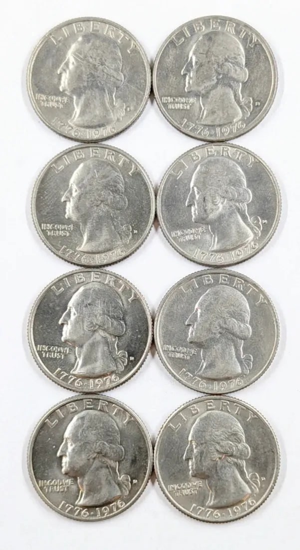 Lot of 8 1976 Washington Bicentennial Quarters- Most Uncirculated: Coin