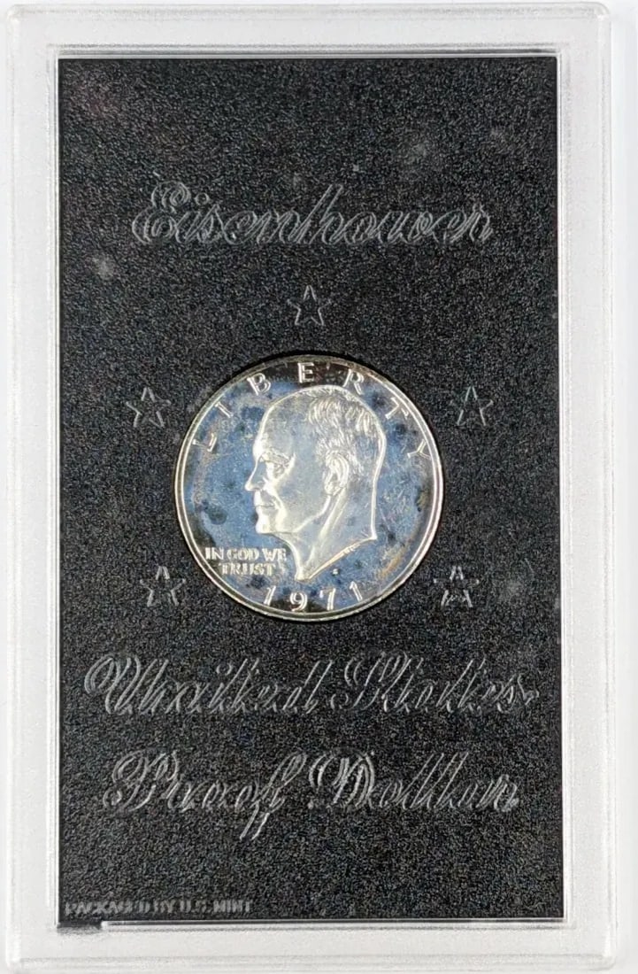 1971-S Eisenhower " Ike" Proof Silver Dollar- Blue Tone - 2