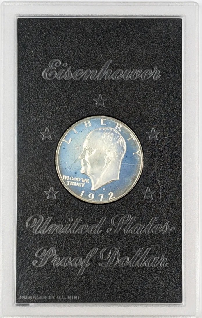1972-S Eisenhower " Ike" Proof Silver Dollar- Blue Tone: Silver