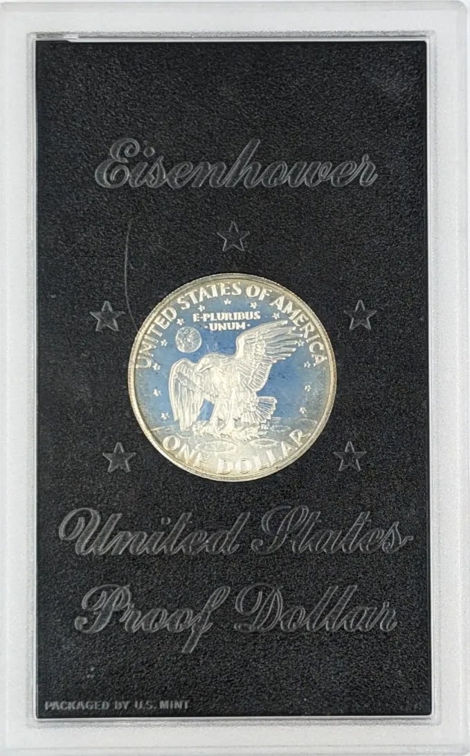 1972-S Eisenhower " Ike" Proof Silver Dollar- Blue Tone - 2