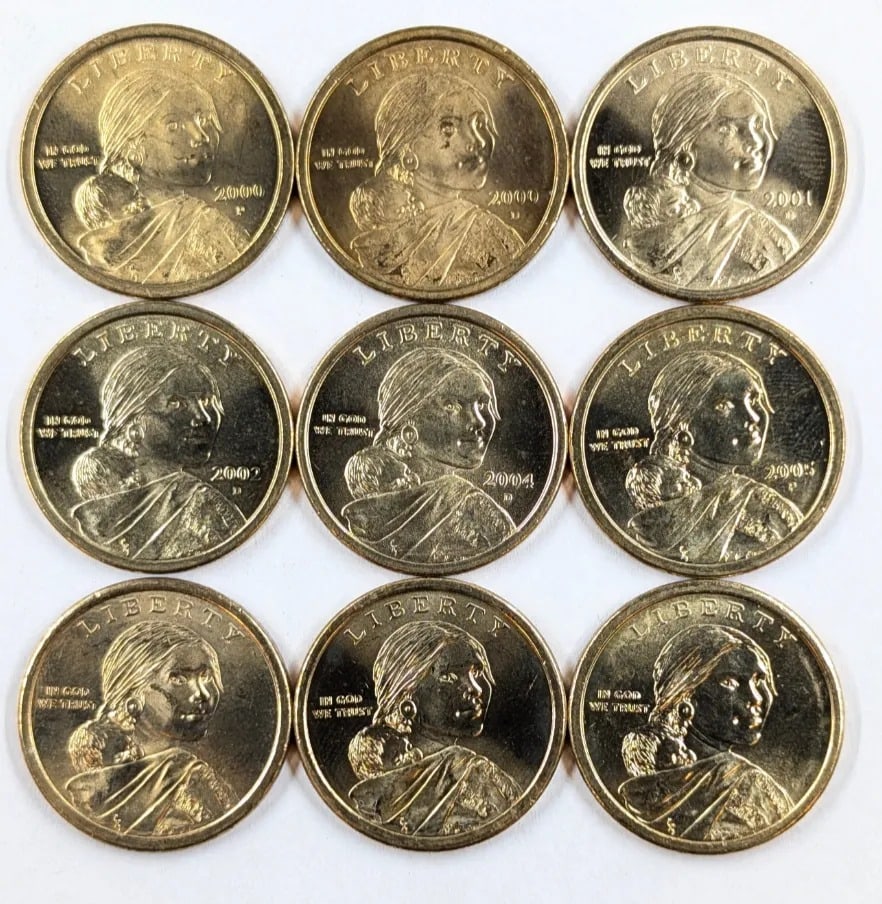 Lot of 9 Sacagawea Dollars-2000-2011: Coin