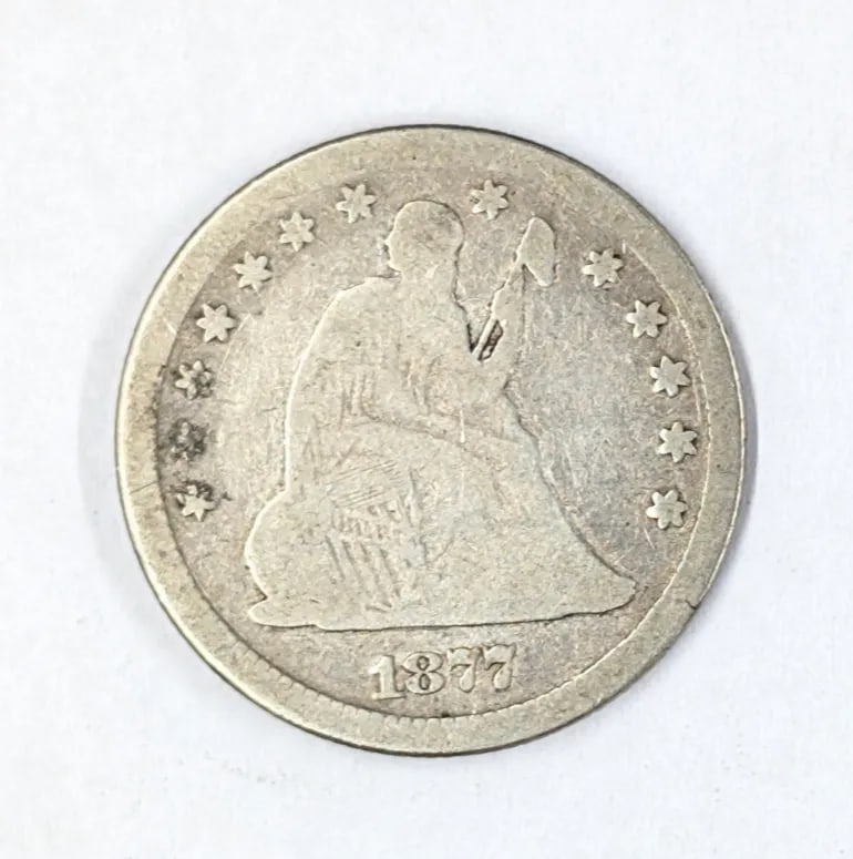 1877 Silver Seated Liberty Quarter: Silver