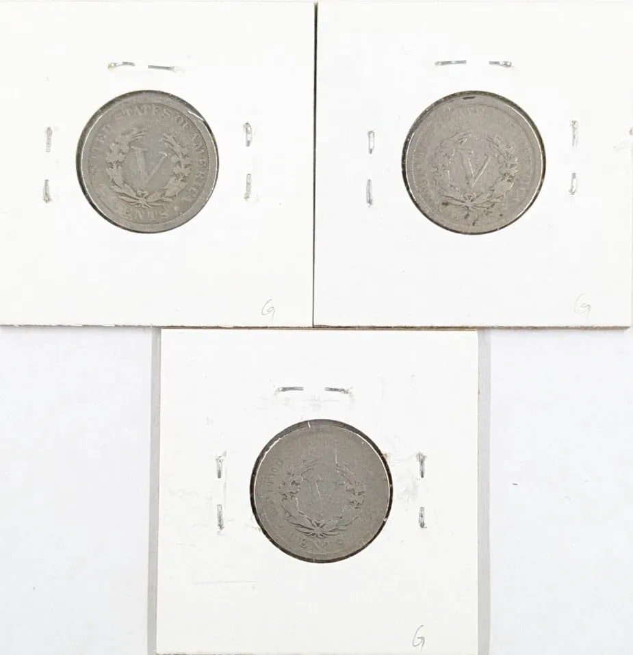 Lot of 3 V Nickels- 1901, 1902, 1903 - 2