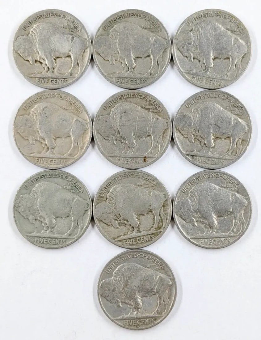 Lot of 10 Buffalo Head Nickels - 1928-1937 - 2