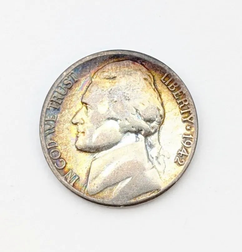 1942-S Silver War Nickel- Beautifully Toned: 35% Silver