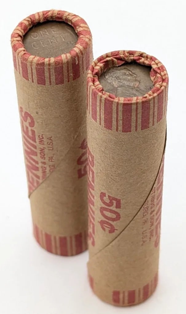 Lot of 2- Rolls of 50 Mixed Dates Wheat Cents: Coin