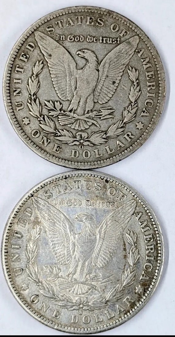 Lot of 2 Morgan Silver Dollars - 1897 O/S - 2