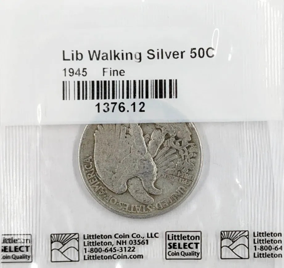 Littleton Coin Co.1945 Silver Walking Liberty Half Dollar- Fine - 2