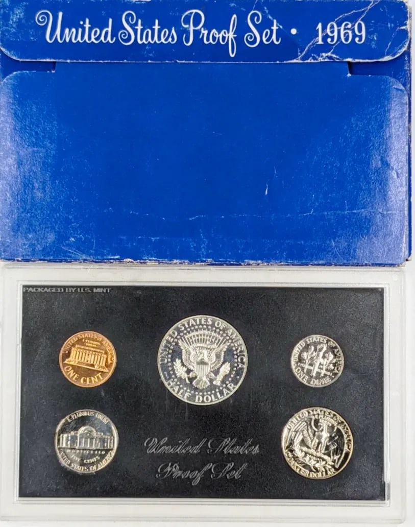 1969 US Mint Proof Set w/ Silver JFK Half - 2