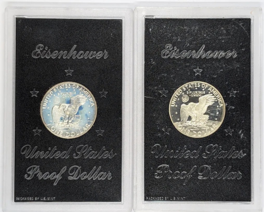 Lot of 2 Eisenhower " Ike" Proof Silver Dollars- 1972-S, 1973-S - 2