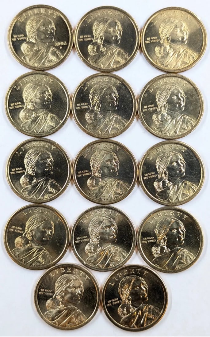 Lot of 14 Sacagawea Dollars- 2003-2019: Most Uncirculated