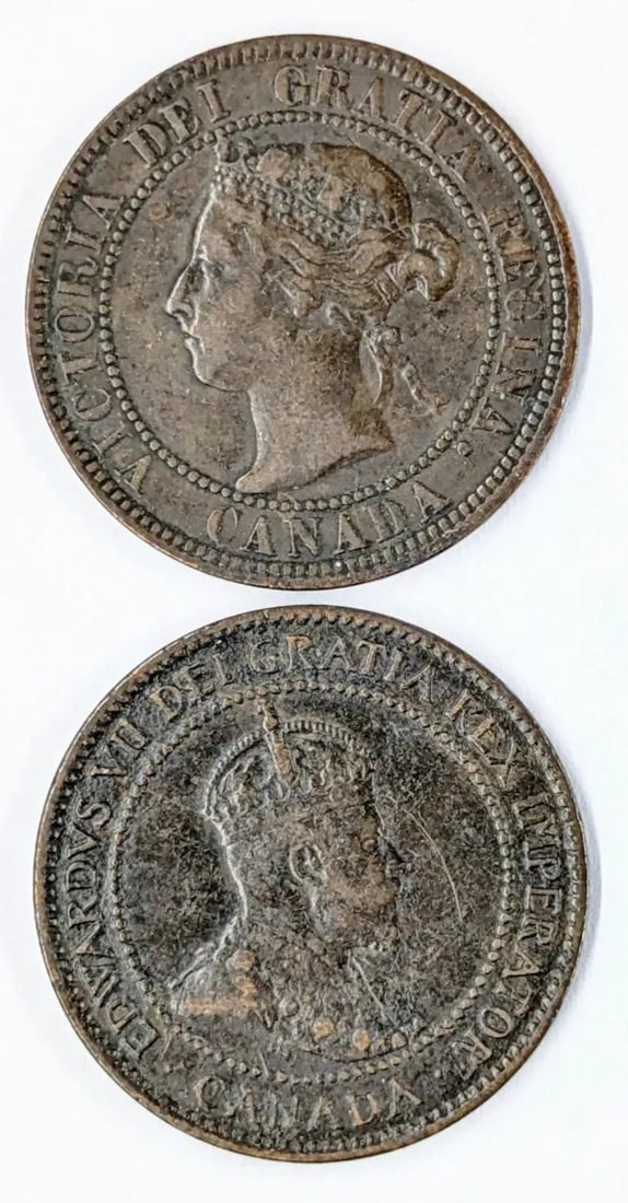 Lot of 2 Canadian Large Cents- 1901, 1902 - 2
