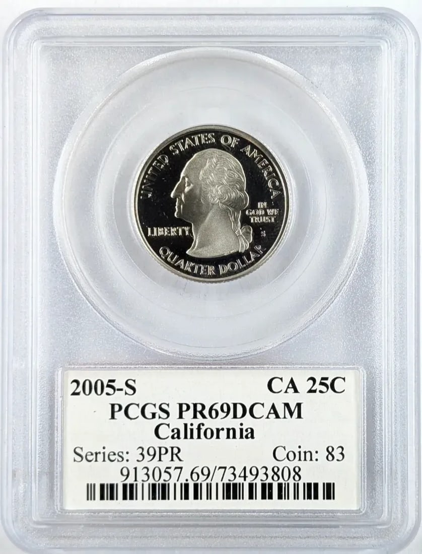 PCGS 2005-S PR 69 Washington State Quarter- California: Coin