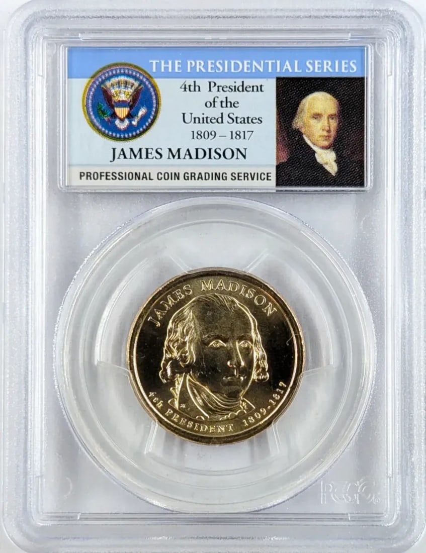 PCGS 2007 MS 66 Presidential Dollar- James Madison: Coin