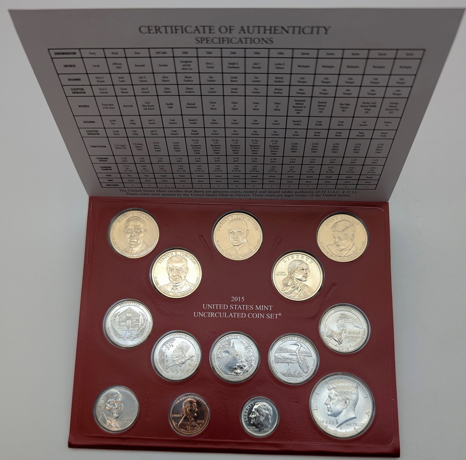 2015 D US Mint Uncirculated Coin Set: Coin