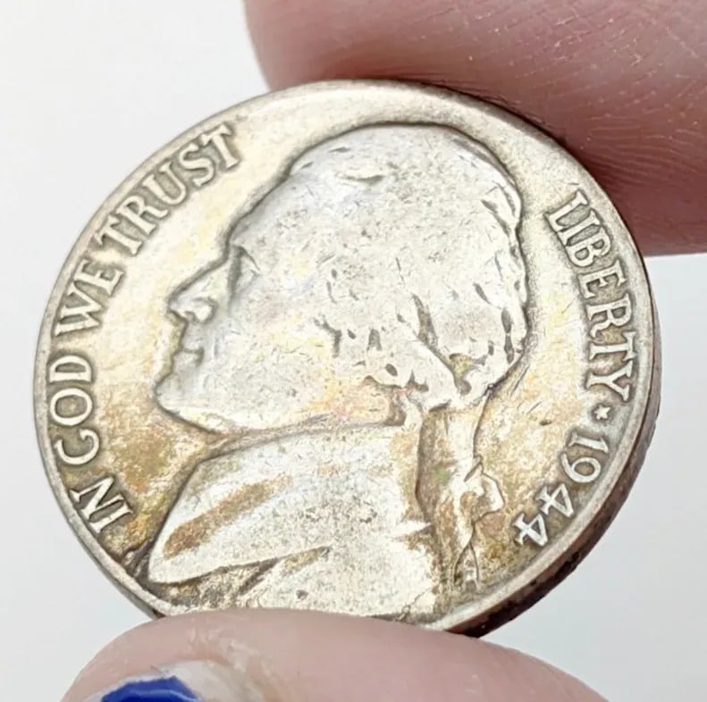 1944-D Silver War Nickel- Toned - 3