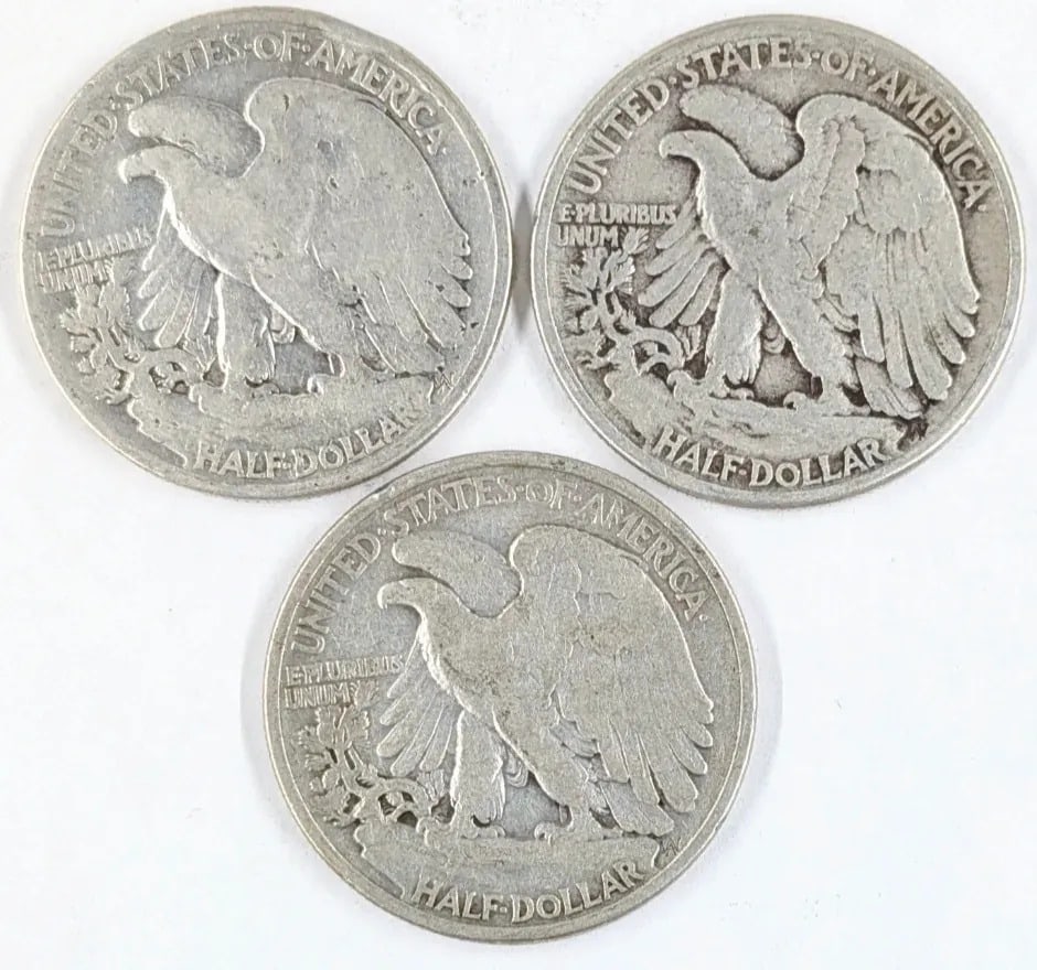 Lot of 3 Silver Walking Liberty Half Dollars - 1940, 1941, 1943 - 2