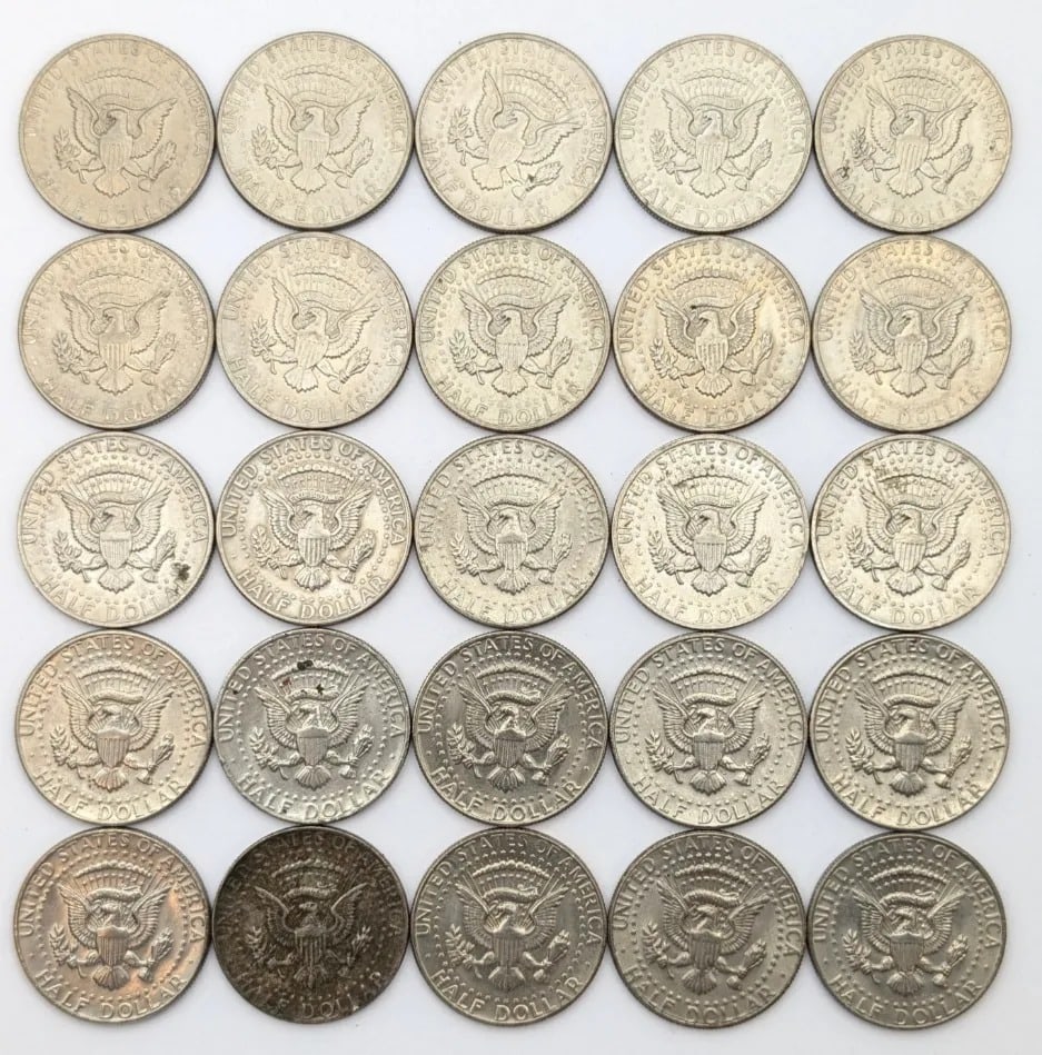 Lot of 25 John F Kennedy Half Dollars- 1971-1985 - 2