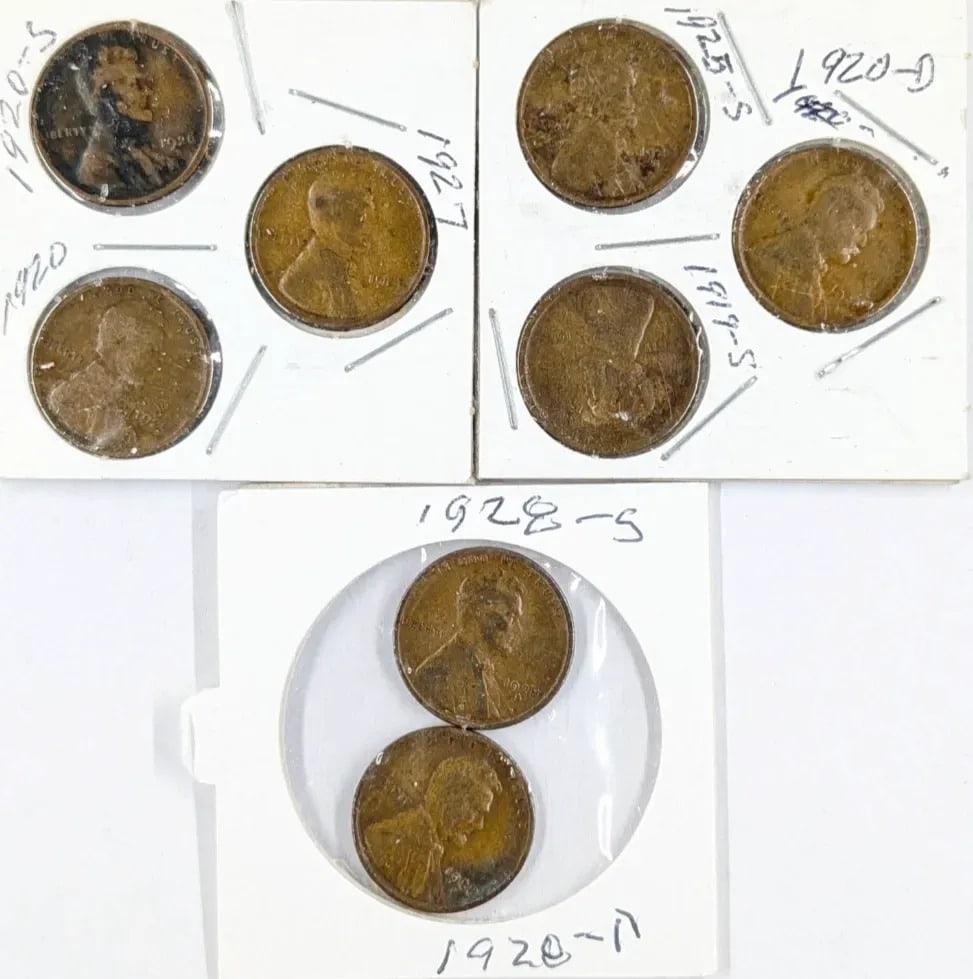 Lot of 8 Lincoln Wheat Cents- 1919-1928: Coin