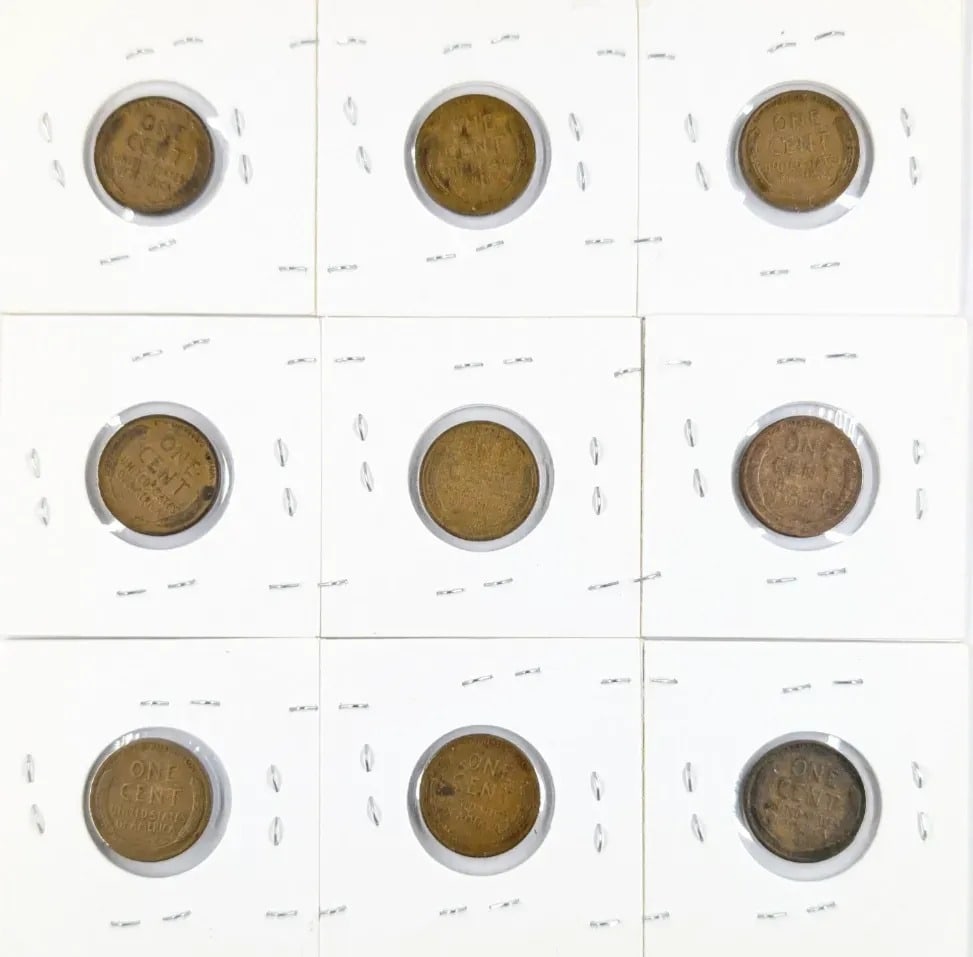 Lot of 9 Lincoln Wheat Cents- 1921-1930 - 2