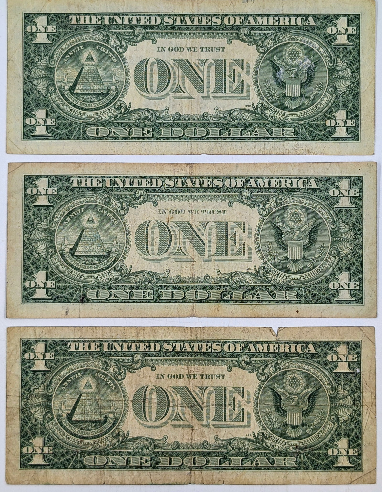 Lot of 3- 1957 $1 Notes - Silver Certificates - 2
