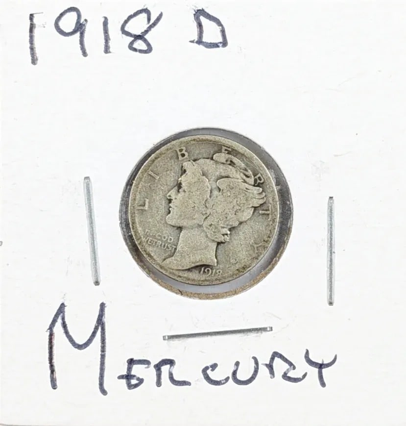 1918-D Silver Mercury Dime: Silver