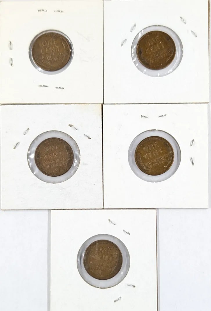 Lot of 5 Lincoln Wheat Cents- 1952-1958 - 2