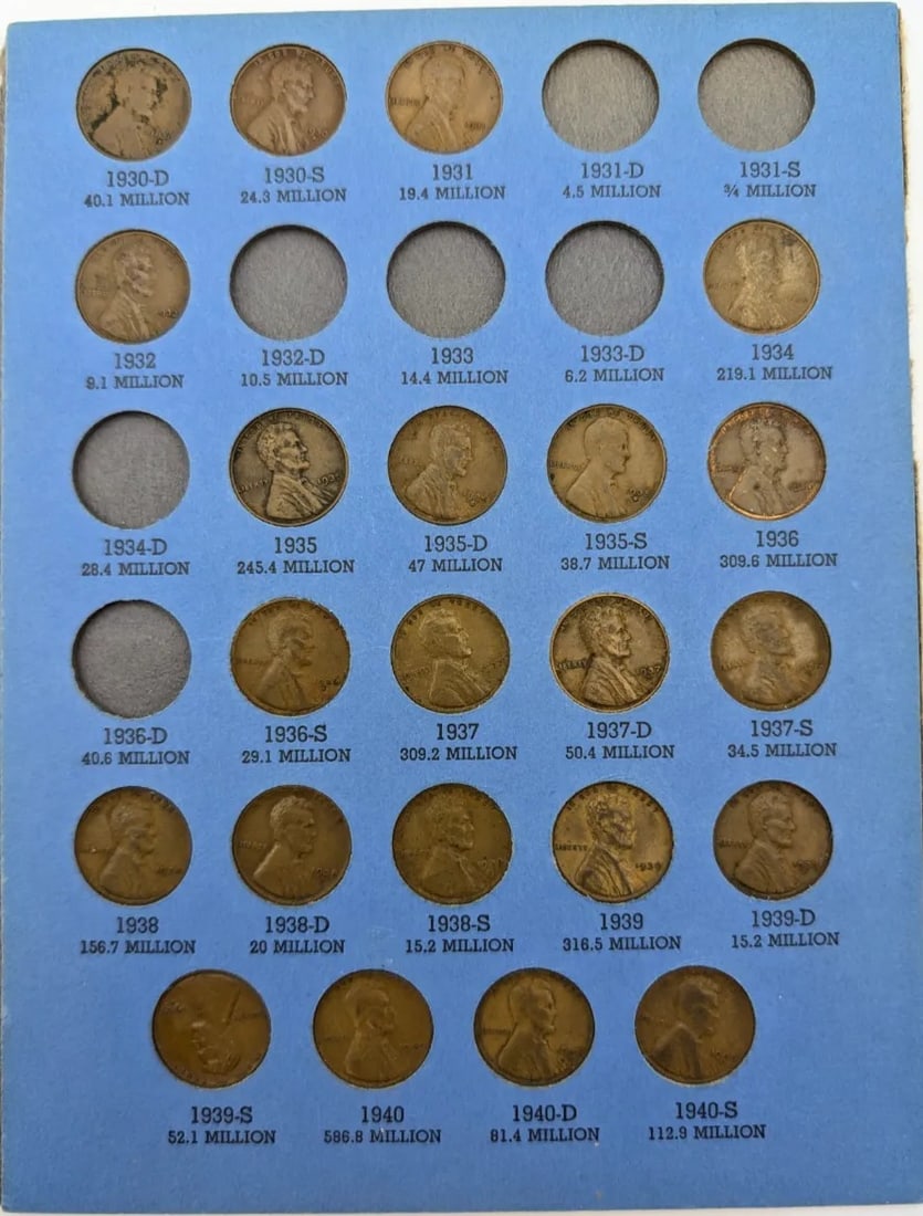 Whitman Page of Lincoln Cents: w/ 22 Coins