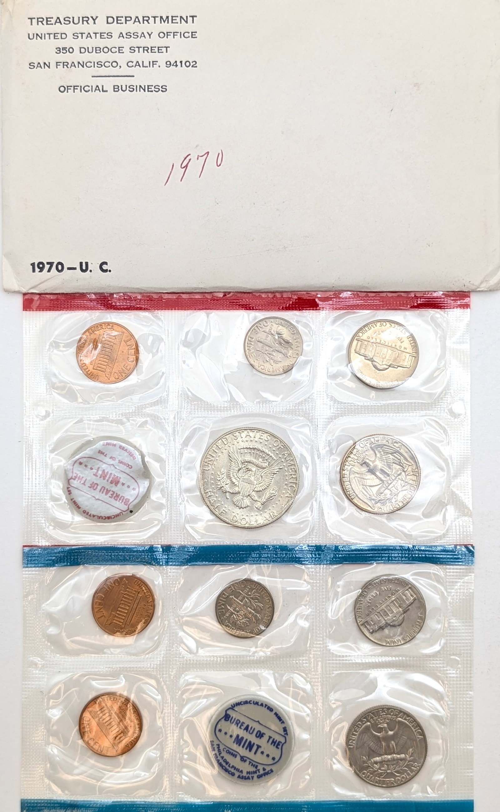 1970 US Mint Uncirculated Set w/ Silver JFK Half - 2