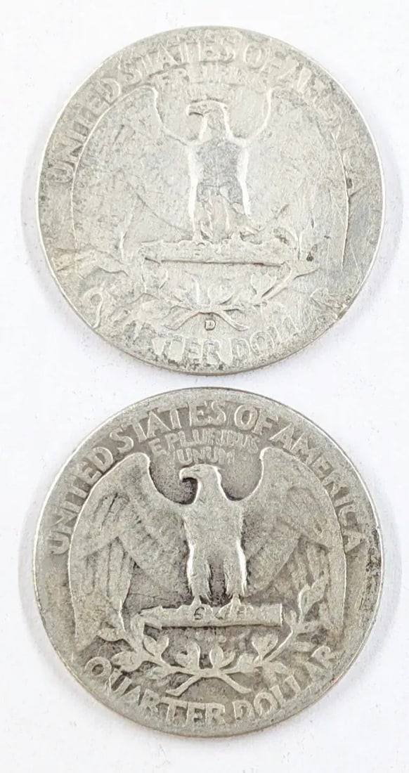 Lot of 2 Silver Washington Quarters - 1940-D, 1941 - 2