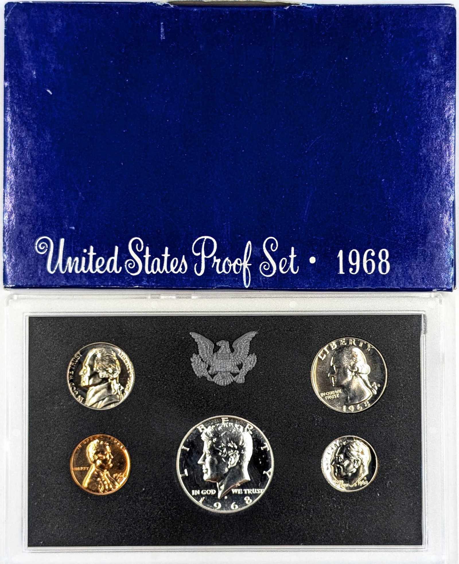 1968 US Mint Proof Set w/ Silver JFK Half: 40% Silver