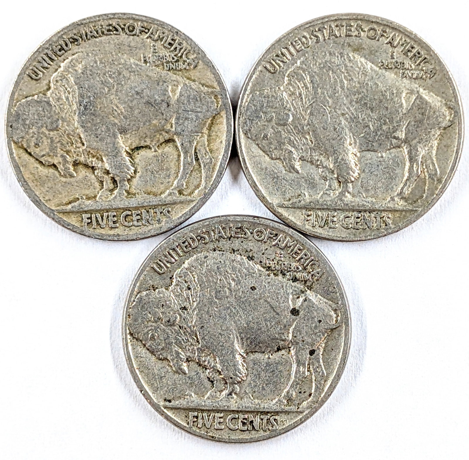 Lot of 3 Buffalo Head Nickels - 1928-1929 - 2