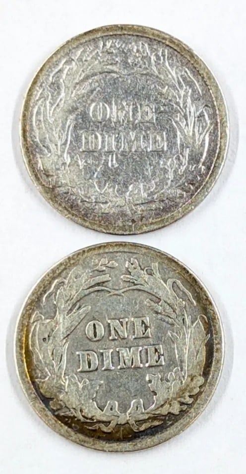 Lot of 2 Silver Barber Dimes - 1898, 1912 - 2