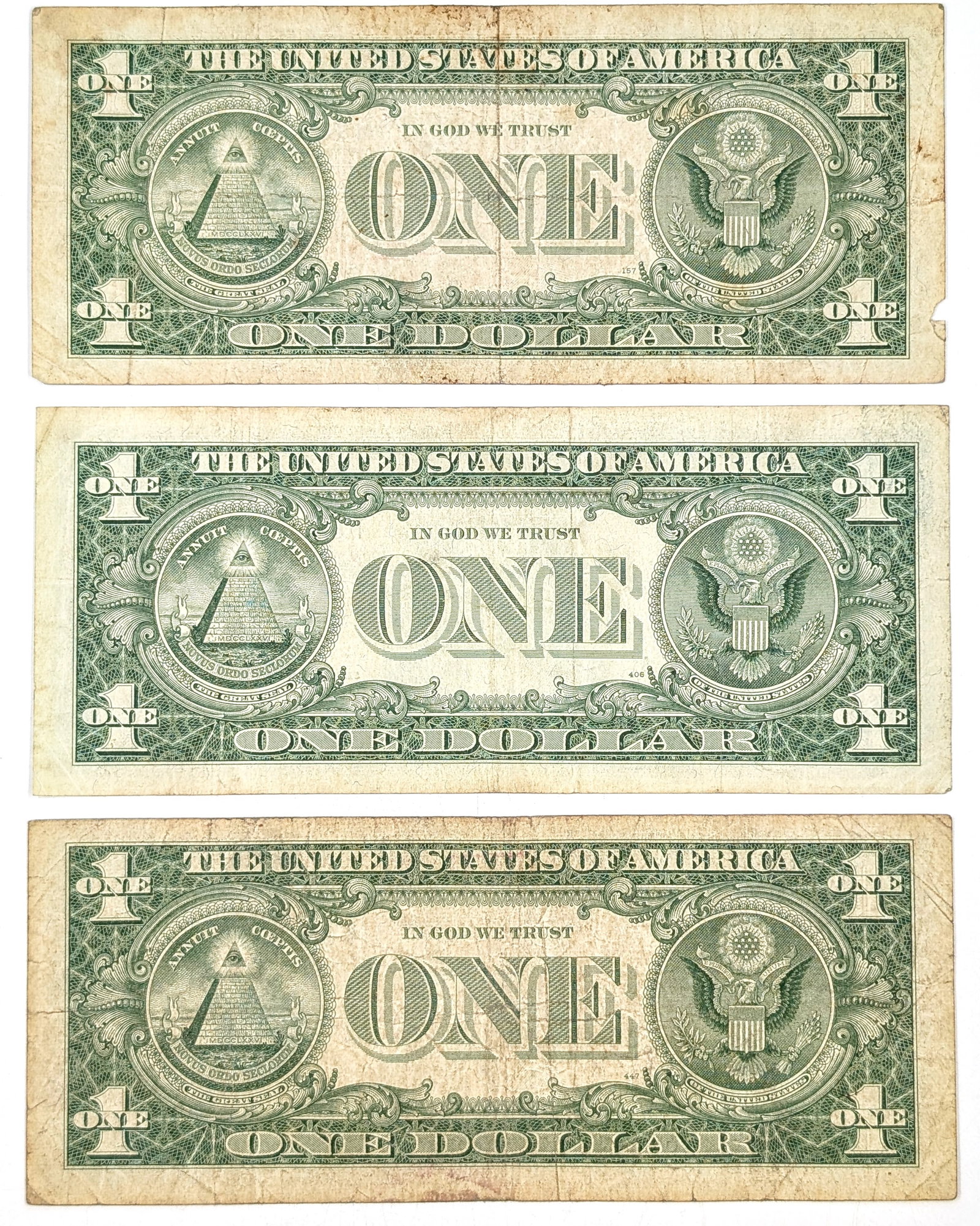 Lot of 3- 1957 $1 Notes - Silver Certificates - 2