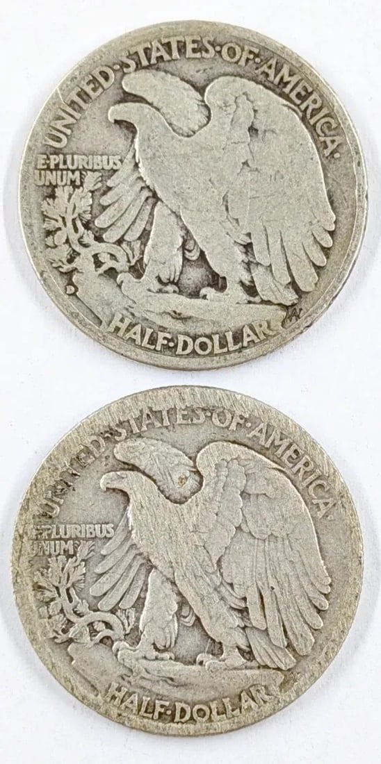 Lot of 2 Silver Walking Liberty Half Dollars - 1943-D, 1944 - 2