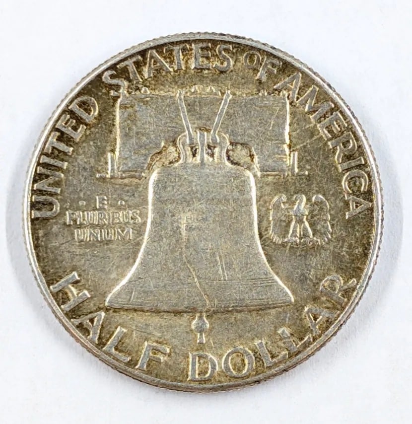 1958 Silver Franklin Half Dollar- Toned - 2