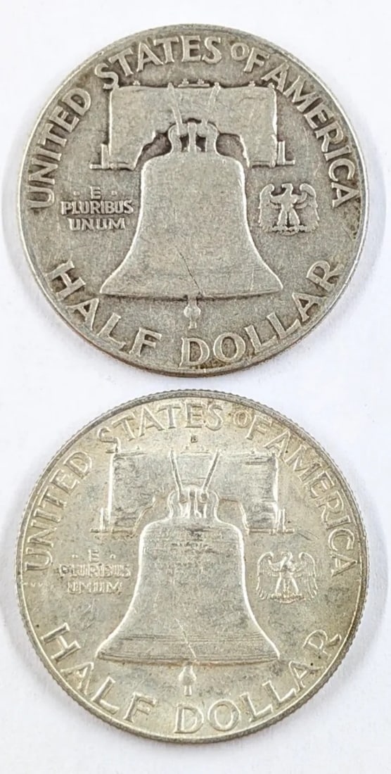 Lot of 2 Silver Franklin Half Dollars - 1949 P/D - 2