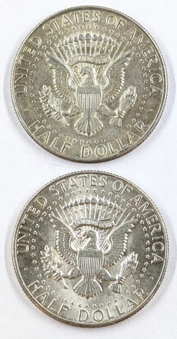 Lot of 2 Silver JFK Half Dollars 1966, 1967 (40%) - 2