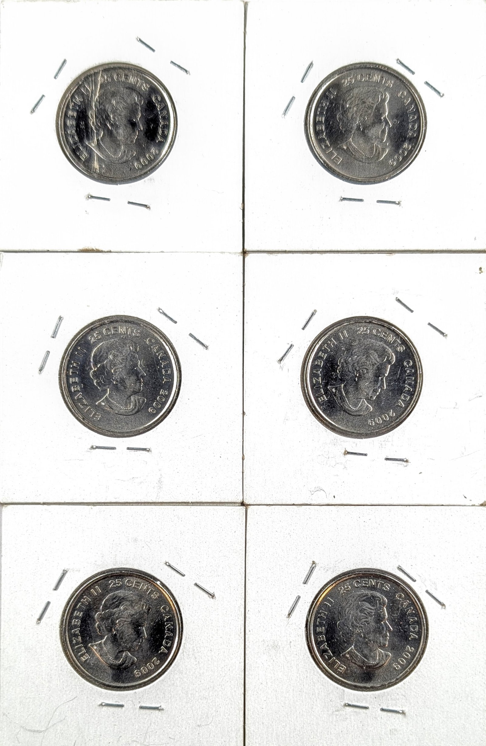 Lot of 6- 2009 Canadian Quarters- 2002 Men's Ice Hockey Commemorative - 2